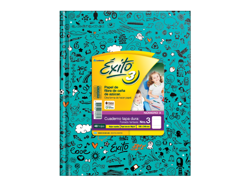 CUADERNO 19 X 24 EXITO FANTASIA COL VS 48 HS RAYADO T/D Nº 3 100940