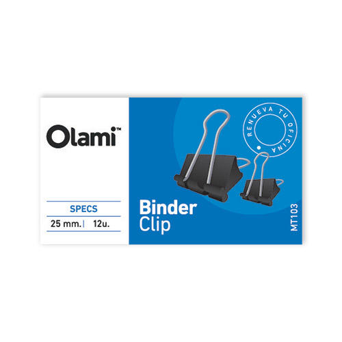 APRIETA PAPEL BINDER 25 MM X 12 UN NEGRO OLAMI (IE) MT103