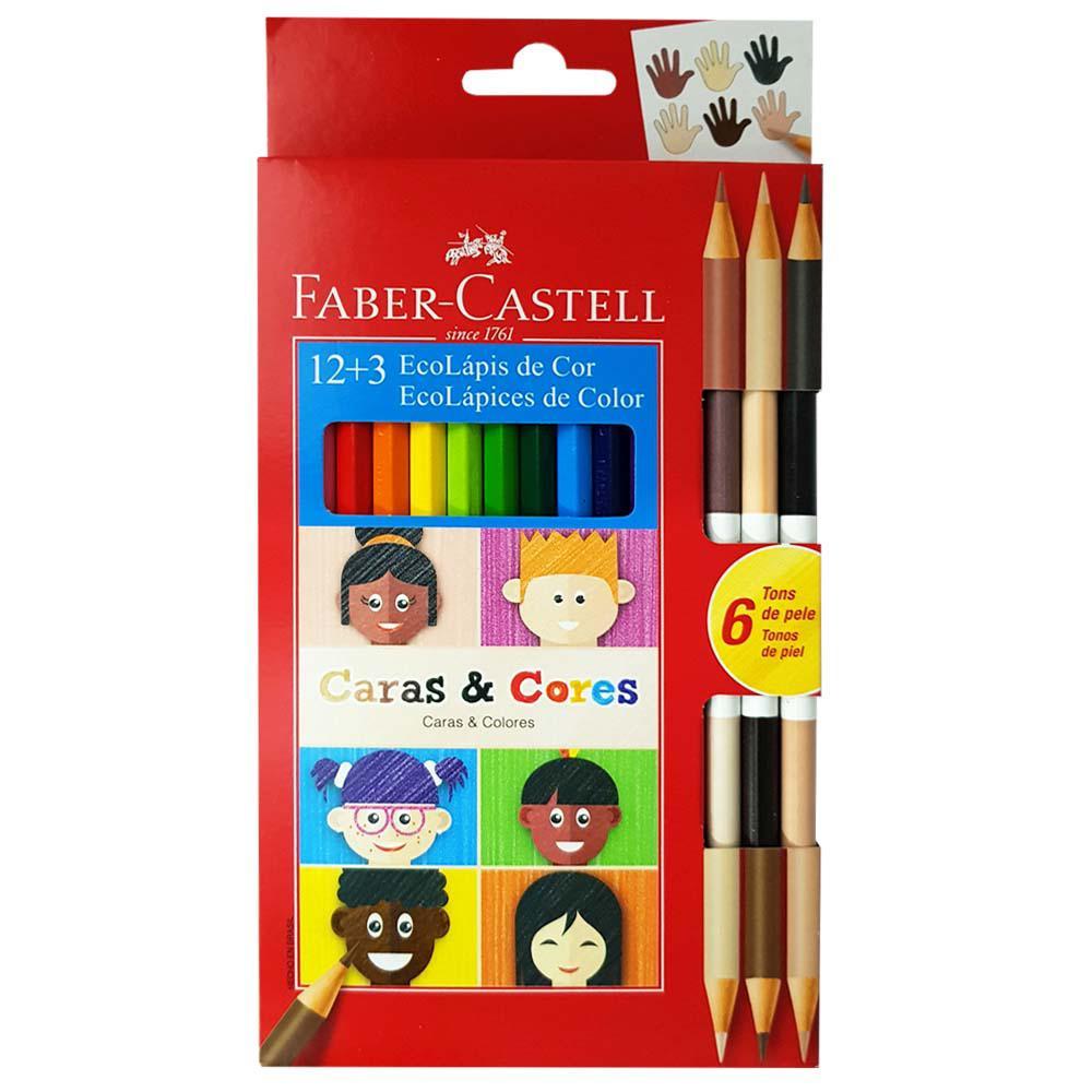 LAPICES DE COLORES FABER CASTELL CARAS Y COLORES X 12 L + 3 112621