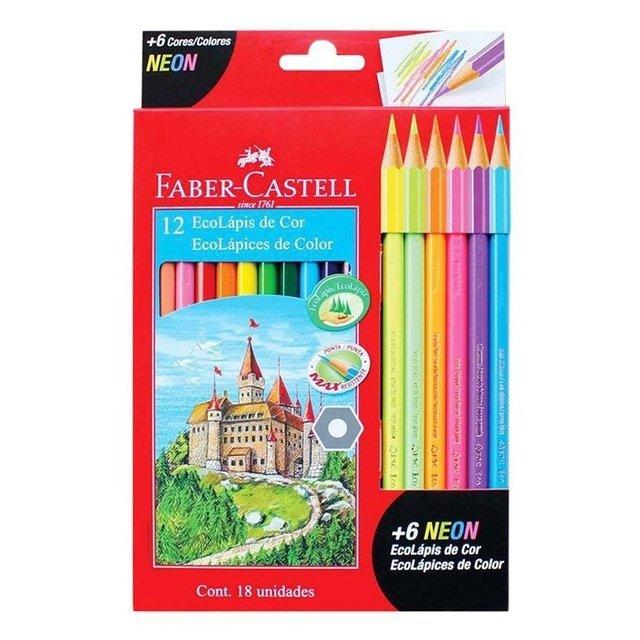 LAPICES DE COLORES FABER CASTELL ECO X 12 L + 6 NEON 112671