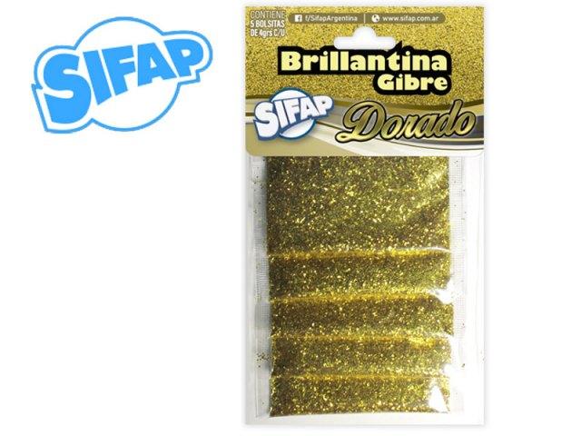 MANUALIDADES BRILLANTINA GIBRE X 5 SOBRES DORADO