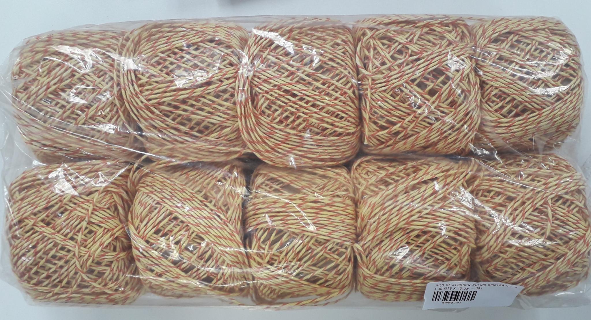 HILO DE ALGODON PULIDO BICOLOR Nº 05 40 MTS X 10 UN - 791