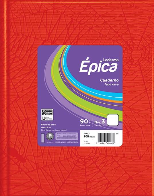 CUADERNO 19 X 24 LINEA EPICA ARAÑA ROJO 48 HS RAYADO T/D Nº 3-105854