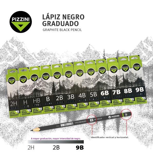 LAPIZ GRAFITO PIZZINI TRIANGULAR GRADUADO 4B X 12 - LMLG4B
