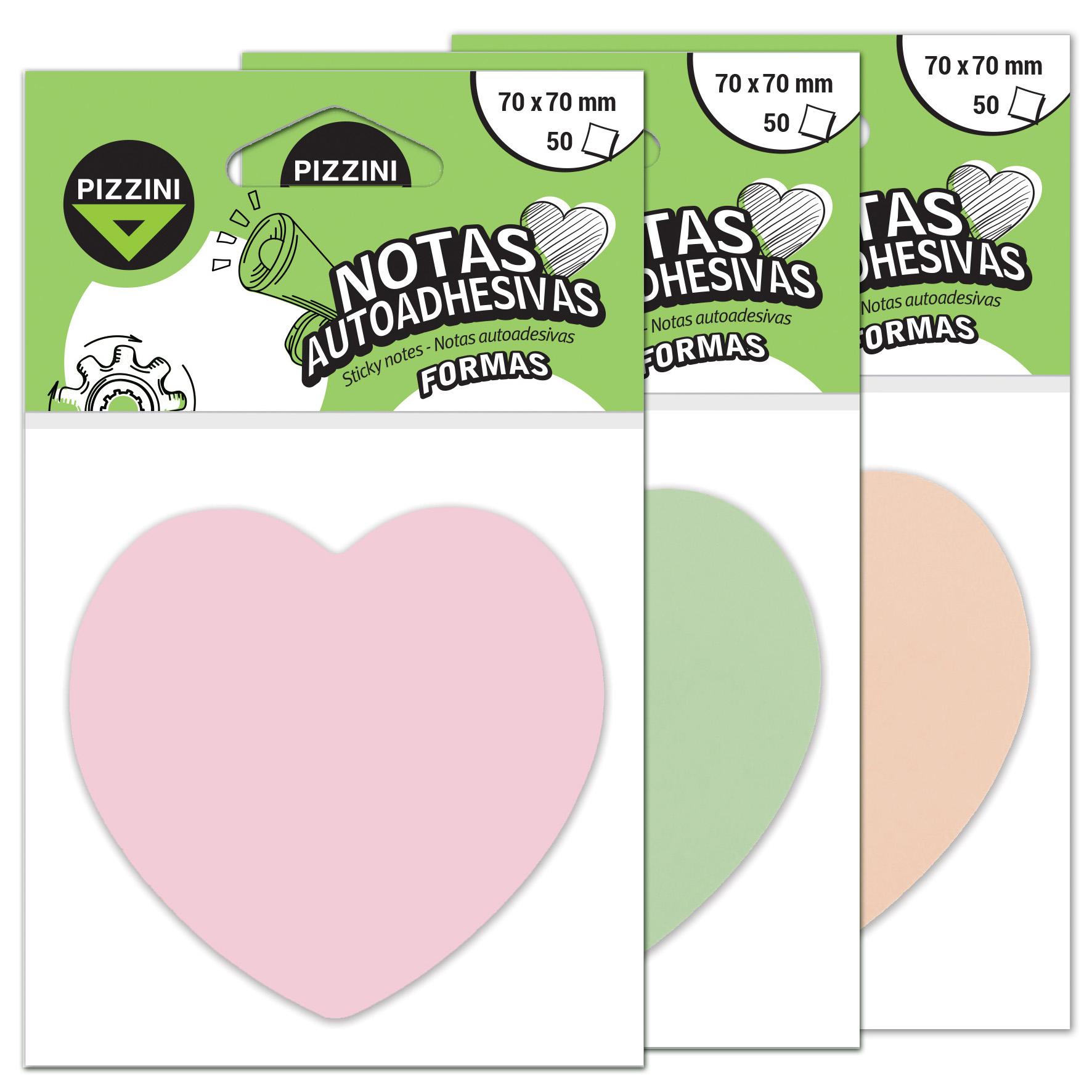 NOTAS SPAZIO AUTOADHESIVAS 70 X 70 MM X 50 HS CORAZON-NACORAZX1PCS