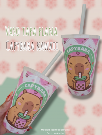 VASO PLASTICO CAPYBARA/KUROMI  C/TAPA