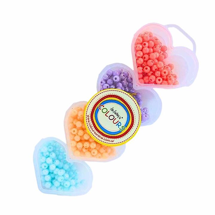 SET BIJOU CORAZONES X 4 PERLAS PASTEL-27267