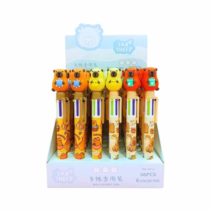 BOLIGRAFO MULTI X 6 COLORES CAPYBARA CUERPO ESTAMPADO-27822