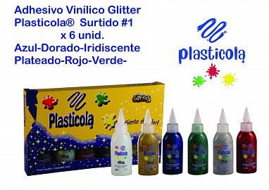 ADHESIVO C/GLITTER PLASTICOLA 38 GRS X 6 UN Nº 1