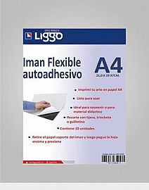 IMANES EN PLANCHA A4 FLEXIBLE AUTOADHESIVO X 10 UN 385-0240