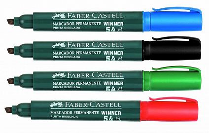 MARCADOR FABER CASTELL 54 PERMANENTE AZUL PTA CHANF