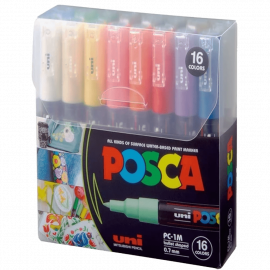 MARCADORES UNI POSCA PC-1M PTA.FINA X 16 COL. SURTIDOS