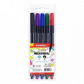 MARCADORES SIMBALL SKETCH 0.4 MM CLASICOS X 5 AL AGUA