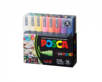 MARCADORES UNI POSCA PC-5M PTA.GRUESA X 16 COL. SURTIDOS