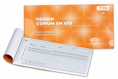 TALONARIO AD-ASTRA RECIBO COMUN EN U$S 50 H C/DET. 7725S (26)