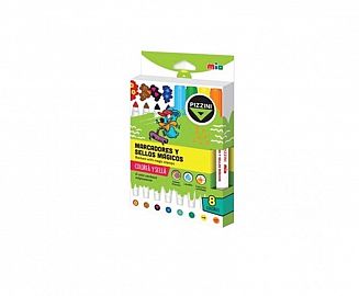 MARCADOR PIZZINI MIO X 8 COL MAXI SELLOS MAGICOS ART 8100SM