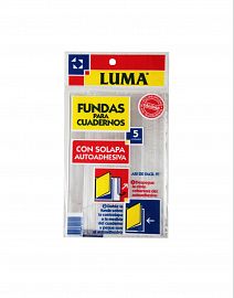 FUNDA P/CUADERNO LUMA X 5 UN C/SOLAPA AUTOADHESIVA