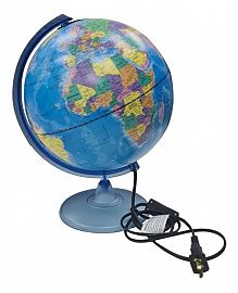 GLOBO TERRAQUEO 30 CM B/MADERA POLITICO C/LUZ-309LW