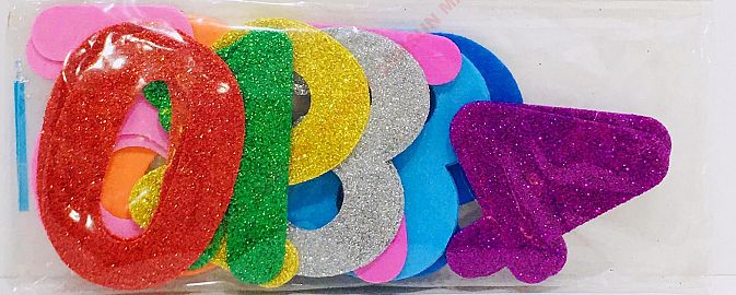 GOMA EVA APLICACIONES NUMEROS C/BRILLO  X 20 UN.8 CM