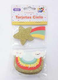 COTILLON TARJETAS PARA REGALOS 7.5 X 5 CM X 18 UN (RE05)
