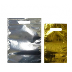 BOLSA TELA METALIZADA RIÑON ORO/PLATA 22,5 X 30 CM  X 20 UN- 1A-42/43