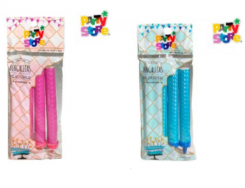 COTILLON VELA BENGALA ROSA/CELESTE LLAMA COLOR X 4 UN.- K2393-CE/RS