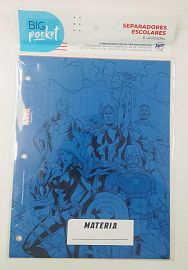 SEPARADOR ESCOLAR N° 3 X 6 AVENGERS HISTORIETA L5SN3AVH