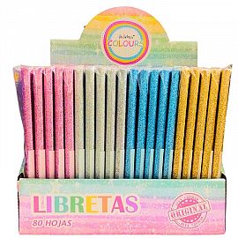 LIBRETA A5 80 HS RAY TAPA BLANDA C/BRILLOS-25005