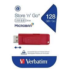 COMPUTACION PENDRIVE VERBATIM STORE N GO ROJO 128 GB 2.0-VER98525