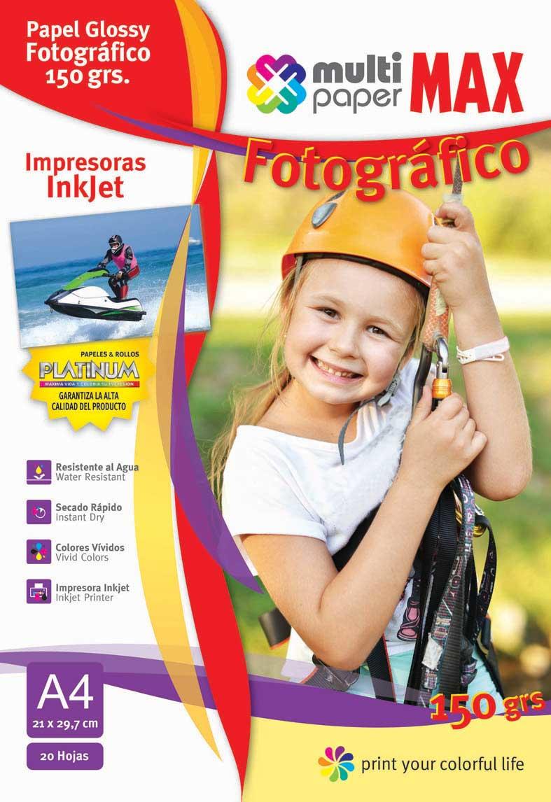 PAPEL GLOSSY 150 GRS A4 MULTIMAX 20 HS (891504)