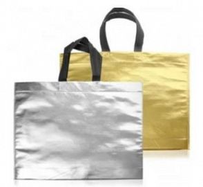 BOLSA TELA METALIZADO ORO/PLATA C/MANIJA 45  X 40 CM X 5 UN- 4A- 42/43