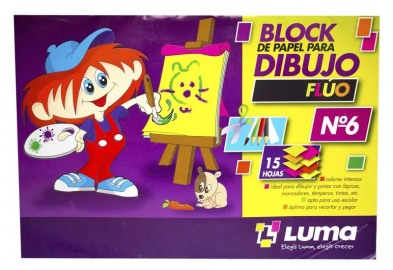 BLOCK P/DIBUJO LUMA Nº 6 FLUO X 15 HS