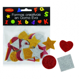 GOMA EVA FORMAS GEOMETRICAS GLITTER X 30 UN-250812